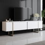 Hanah Home Soporte TV Blanco y Dorado 180cm con Patas Metálicas Elegantes